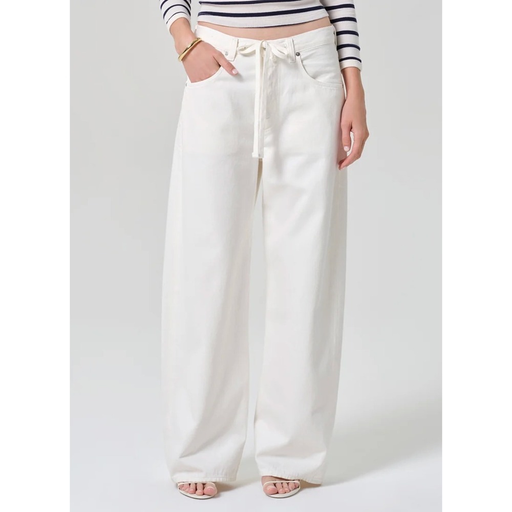 CITIZENS OF HUMANITY Brynn Wide Leg Jeans White Drawstring Women's Size 27 NWT
